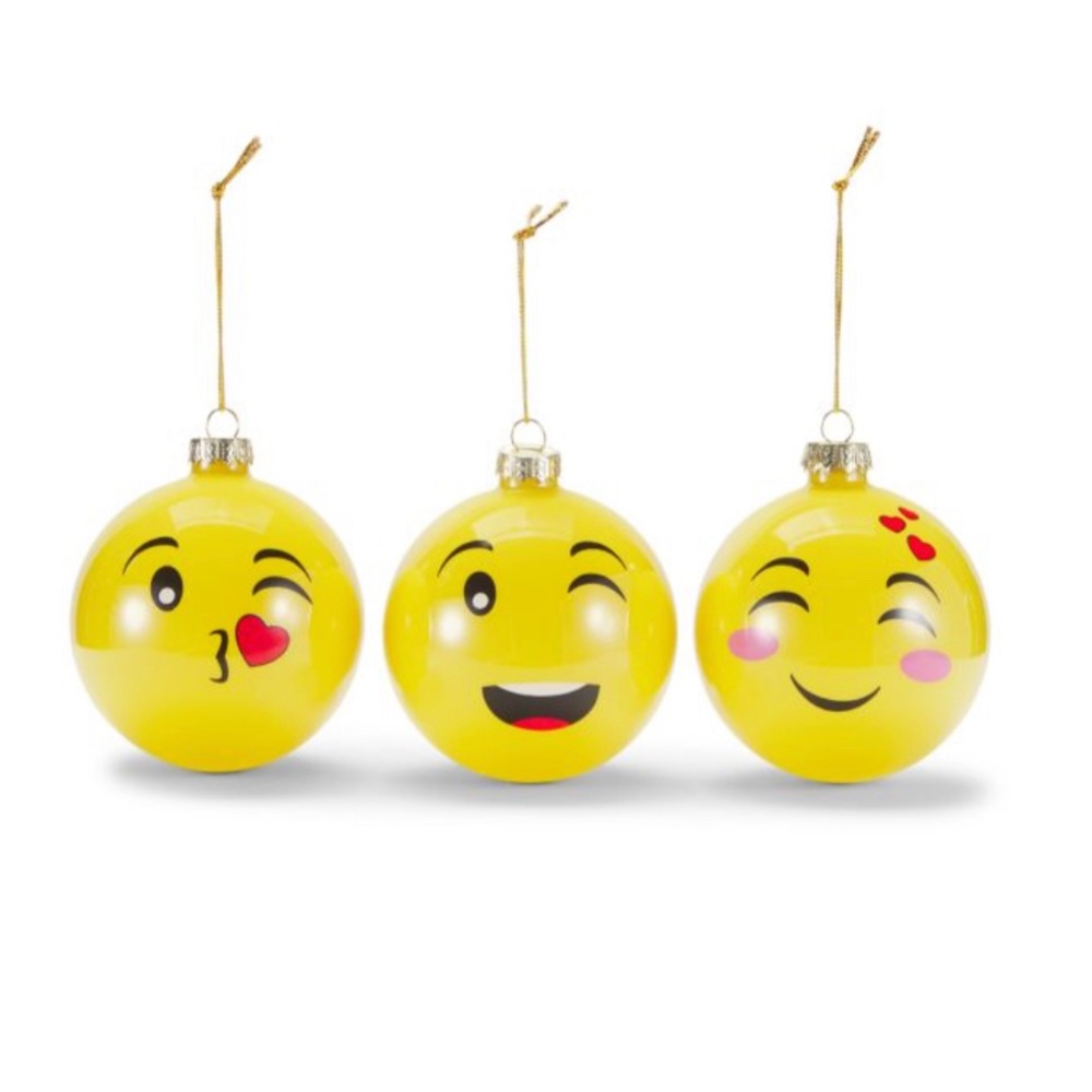 New Two Piece Yellow Emoji Ornament Set ceramic